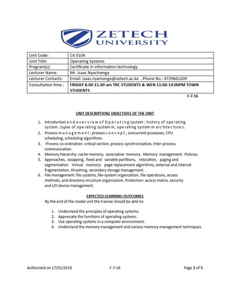 Image result for Operating System Course Outline