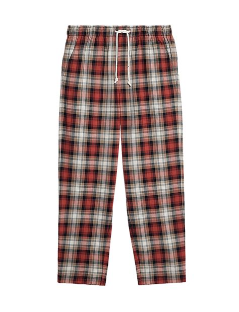 Buy Pure Cotton Checked Loungewear Bottoms at Marks & Spencer