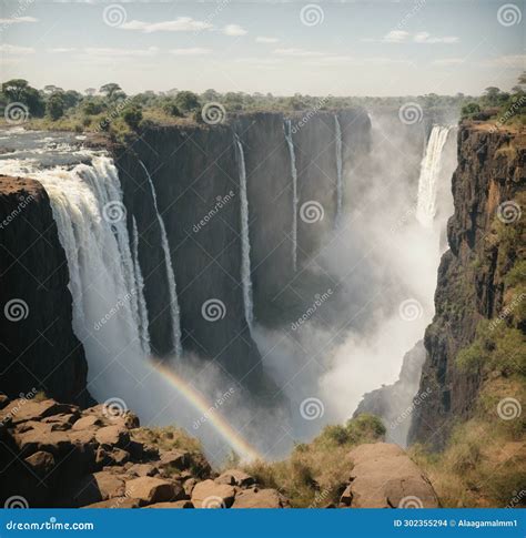 Victoria Falls, Zimbabwe stock illustration. Illustration of water - 302355294