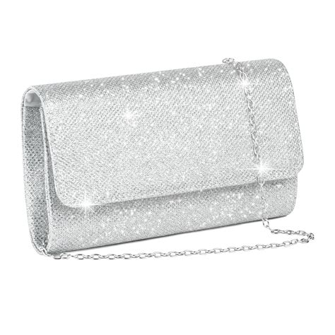 Women's Clutches, Silver Clutch Bag, Clutch Bag With Detachable Chain ...