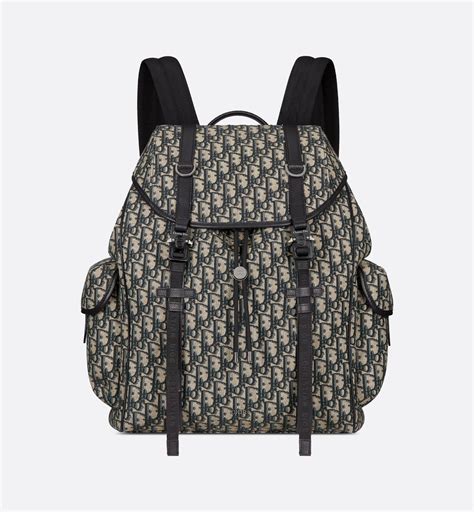 Dior Hit the Road Backpack with Flap Black Dior Oblique Jacquard and ...