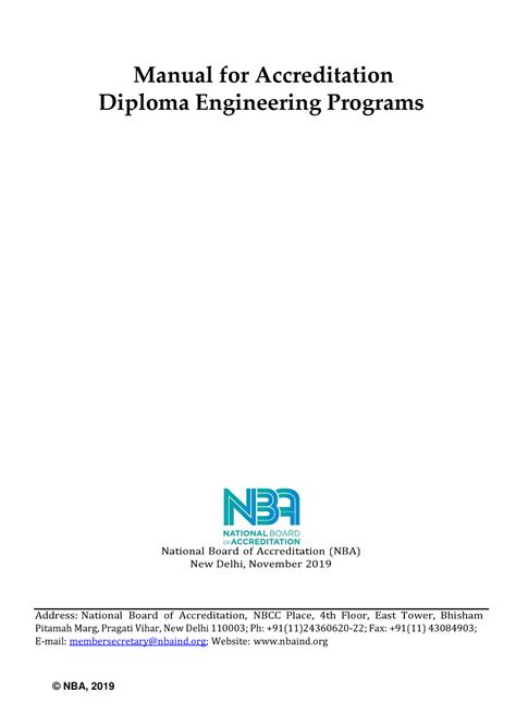 NBA Diploma Engineering Accreditation Manual - November 2019 - Studocu