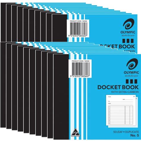 20 Pack Olympic No.5 Duplicate Carbon Docket Book 50 Leaf Bulk | BIG W