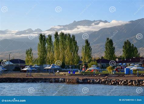 Lake Issyk-Kul, Kyrgyzstan stock image. Image of stone - 257340155