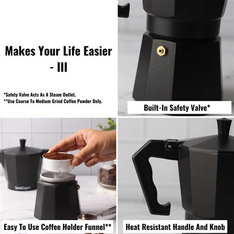 InstaCuppa Classic Stovetop Moka Pot Espresso Maker, Italian Style ...