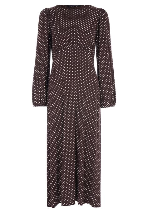 Womens Chocolate Brown Spot Jersey Dress | Peacocks