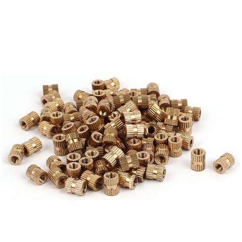 ELECTROPRIME M4 x 8mm 0.7mm Pitch Brass Cylindrical Knurled Threaded ...