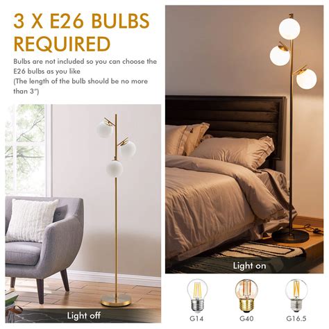 Tangkula 3-Globe Floor Lamp, Modern Freestanding Lamp – tangkula