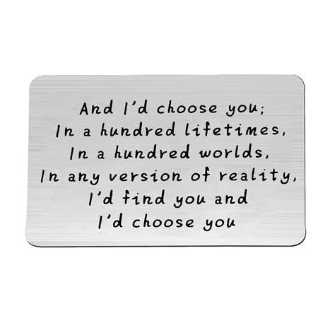 FEELMEM Engraved Wallet Love Note Insert Metal Wallet Card Insert ...