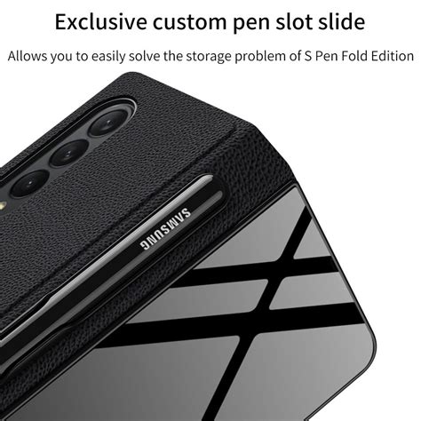 Samsung Galaxy Z Fold 3 Back Cover, Luxury Glass Flip Case With Pen ...