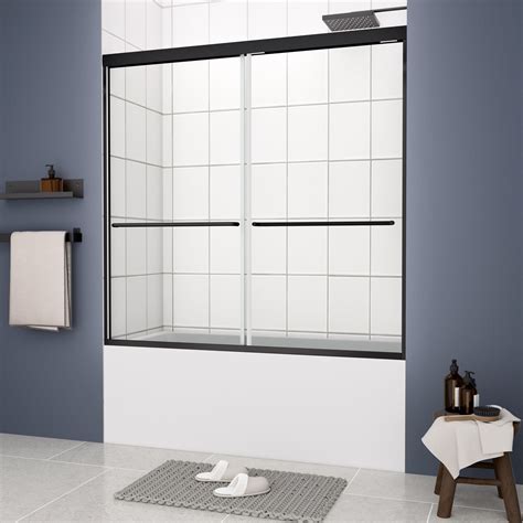 JINXUNDA Smooth Sliding Shower Door Tempered Glass Elegant Matte Black ...