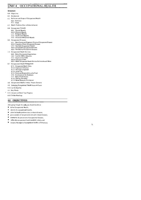 Unit-4 - good - OCCUPATIONAL HEALTH Structure 4. 0 Objectives 4 ...
