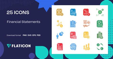 Financial Statements Icon Pack | Color fill | 25 .SVG Icons