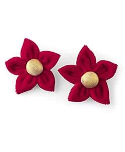 Knotty Ribbons Set Of 2 Velvet Flower Alligator Clips - Red : Amazon.in ...