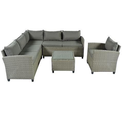 Clihome 5-Piece Patio Furniture Set 5-Piece Rattan Patio Conversation ...