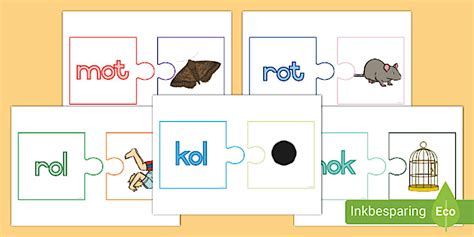 Black and White Pas Prentjies en Woorde met -ol, -ok en -ot: Legkaarte