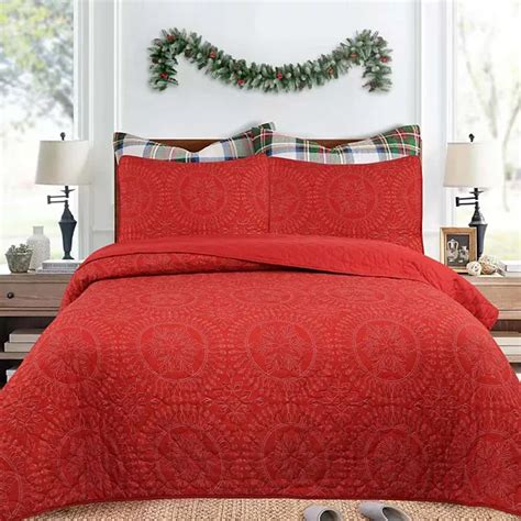 Marcielo 3Pcs Festive Christmas Quilt Bedspread Set Holiday Bedding ...