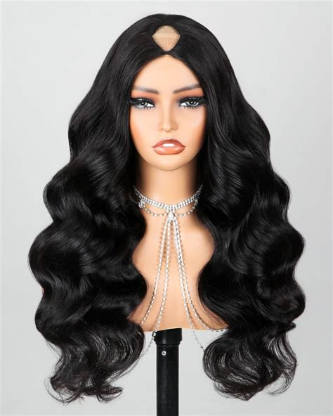 Amazon.com : beautkol V Part Wig Human Hair Body Wave Upgrade U Part ...