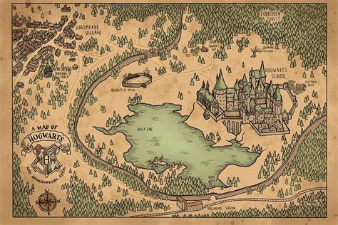 A Map of Hogwarts and Surrounding Areas | Etsy