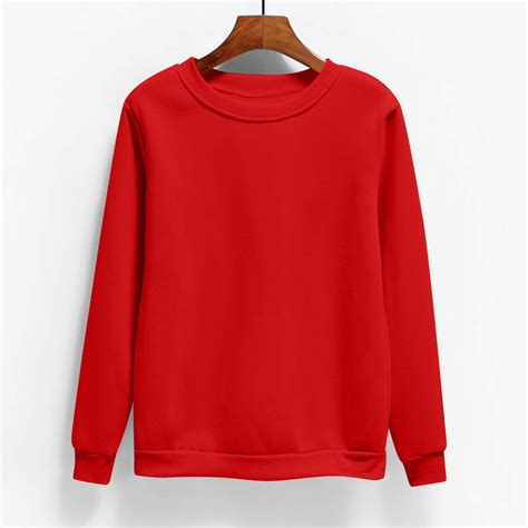 HOMBOM Crew Neck Fall Sweatshirts For Women Plain Lightweight Red ...