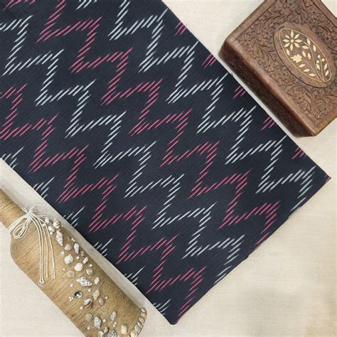 Pure Cotton Ikat Weaved Fabric (Black) - Vastraraag – Vastra Raag
