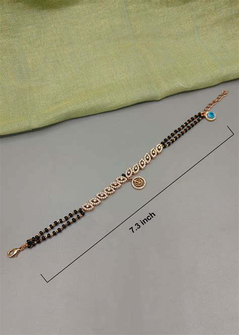 Divine Khanda & Evil Eye Rose Gold Mangalsutra Bracelet (Sikh Symbol)