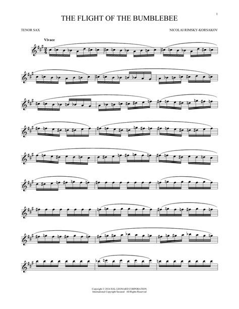 The Flight Of The Bumble Bee (Tenor Sax Solo) - Print Sheet Music Now
