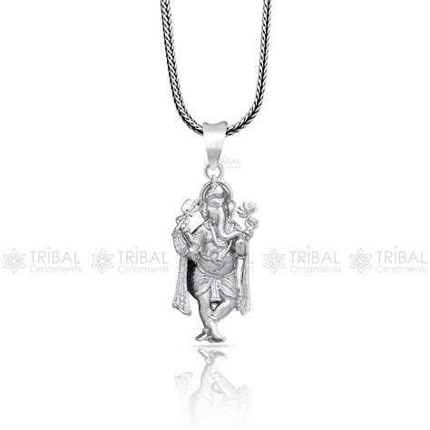 925 sterling silver Lord Ganesha standing design pendant necklace, Lor ...