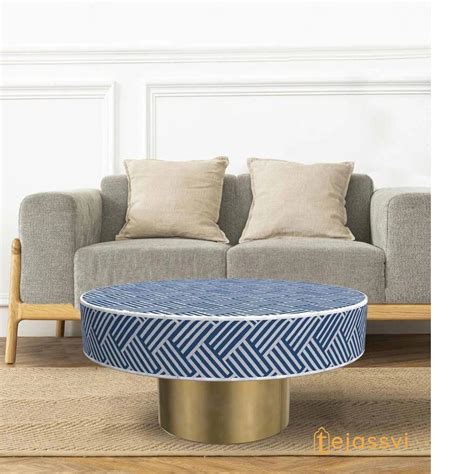 Bone Inlay Strip Design Round Coffee Table / Round Centre Table / Bone ...