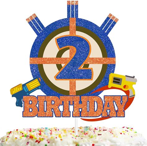 Buy Gun Target Cake Topper Pick for Boys Girls 2nd Birthday Dart Bullet ...