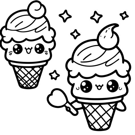 Two Adorable Ice Cream coloring page - Download, Print or Color Online ...