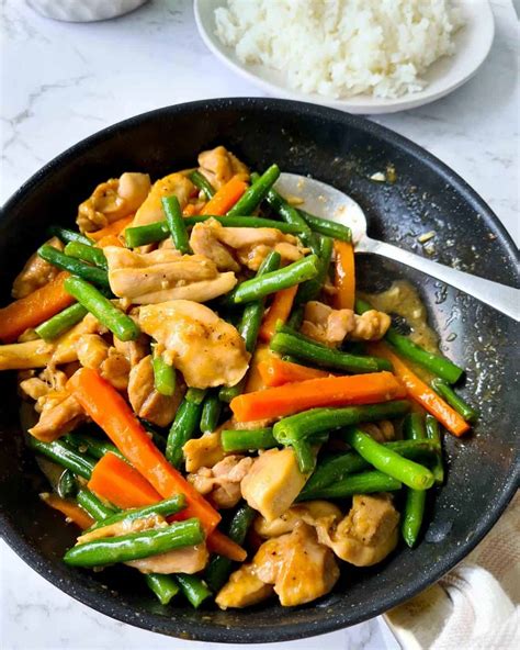 Marinated Chicken stir fry with Green Beans - Casually Peckish