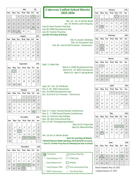 Calaveras Unified School District 25-26 Calendar - EduCounty
