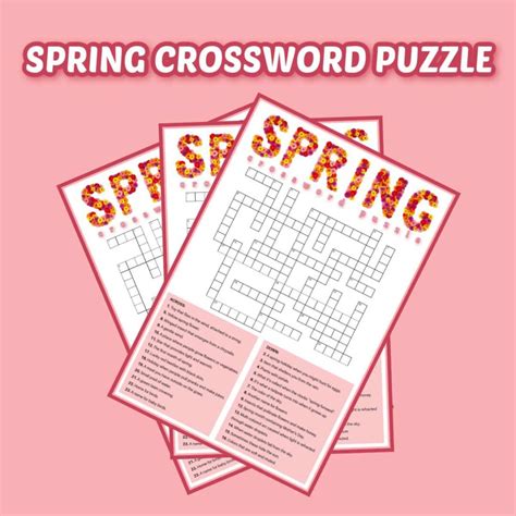 Free Spring Crossword Puzzle Printable - Answer Key Included