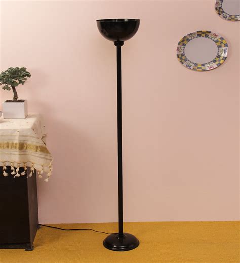 Buy Uplighter Designer Stick Black Metal Shade Floor Lamp with Black ...