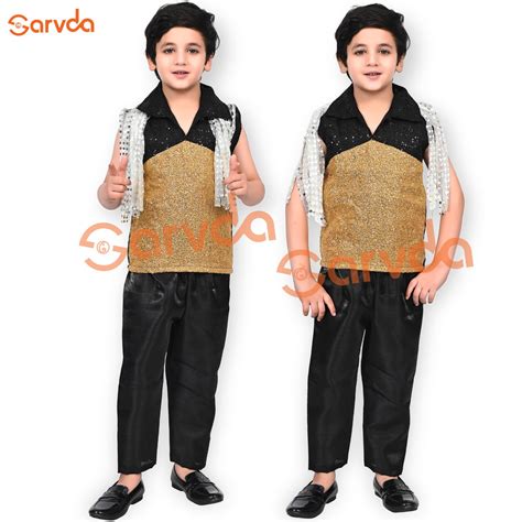 Black And Golden Western Dress For Boys – Sarvda