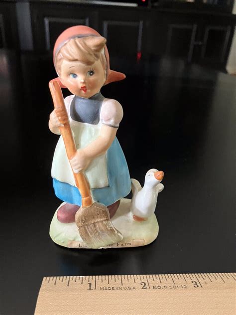 ERICH STAUFFER Figurine Girl with Broom & Geese ARNART Creation Japan | eBay