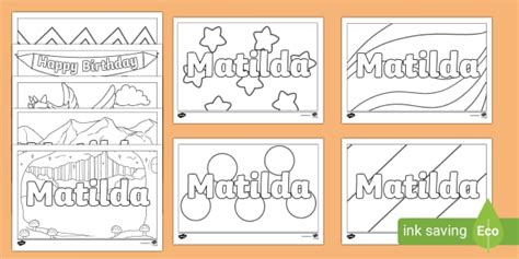Matilda Name Simple Colouring Activity Sheets (teacher made)