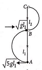 A bob of mass m, suspended by a string of length l1 is given a minimum ...