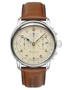 Zeppelin Leather Mediterranee Date Chronograph Tachymeter Analog Dial ...