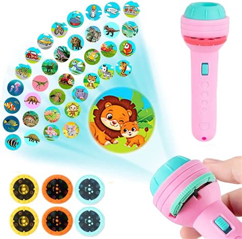 Luteti 6 Slides 48 Patterns Mini Projector Torch Toy Slide Flashlight ...