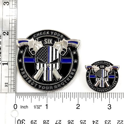 Buy AIIZ Collectibles Police Coin & Pin - Skull Thin Blue Line, Blue ...