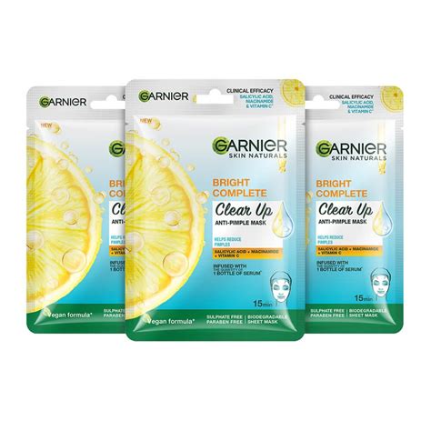 Garnier Bright Complete Clear Up Anti Pimple Face Sheet Mask Combo