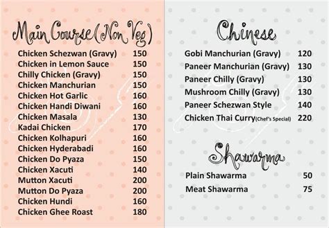 Menu at Grab & Go - A Take Away Corner, Vasco da Gama