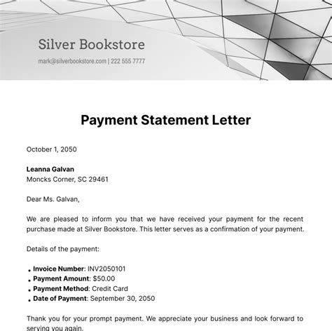 Free Payment Statement Letter Template to Edit Online