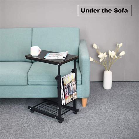 Buy Height Adjustable Sofa Side Table, Food Tray Desk, Moveable Rolling ...