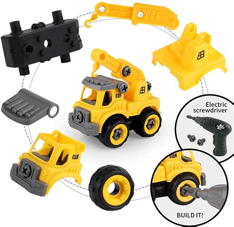 Buy Toys for Boys 3-6 Years Take Apart Construction Trucks 8 Cars Toys ...