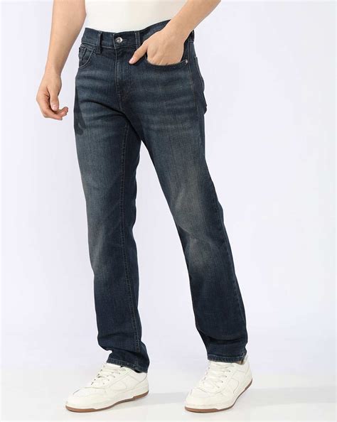 Morris Straight Fit Mid Rise Mid Wash Dark Blue Jeans