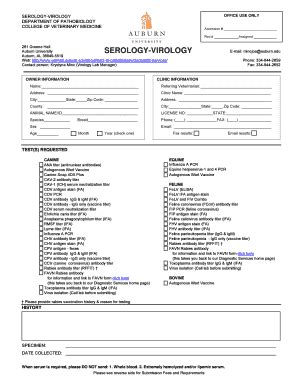 Fillable Online vetmed auburn 172 Greene Hall - AU Vet Med Fax Email ...