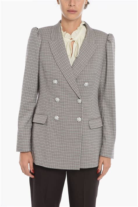 Notes du Nord Houndstooth EMIA Double Breast Jacket with Jewel Buttons ...
